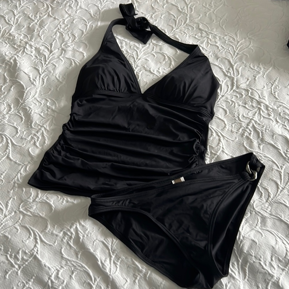 Tommy Bahama tankini shirt, front adjustable neck